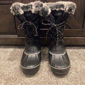 Khombu North Star Winter Boots Women’s Size 7M Black Faux Fur Waterproof